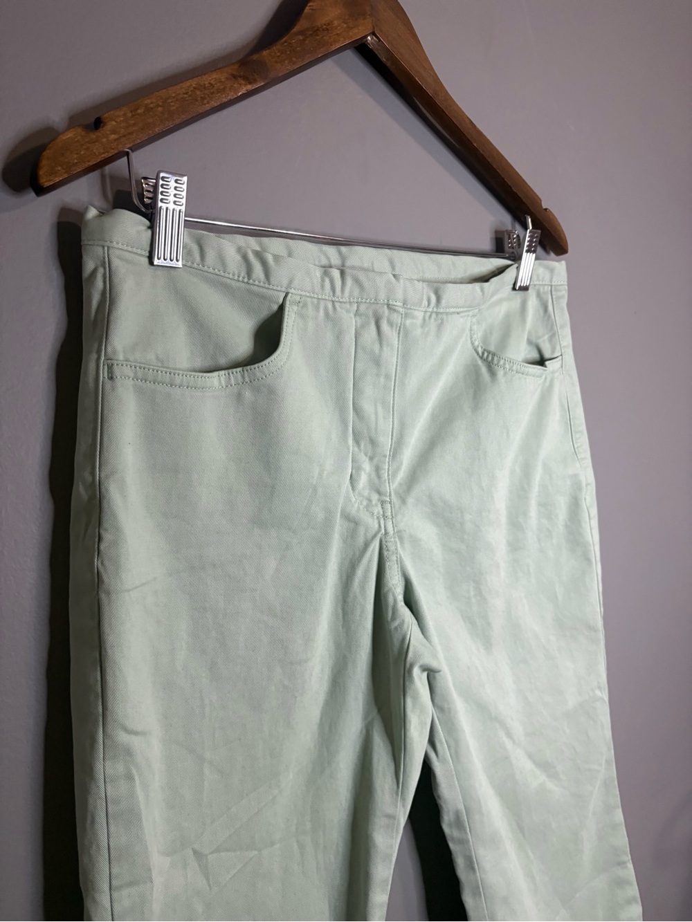 Banana Republic Mint Green Capri Pants Size 8 Petite Stretch Cotton Cropped - Picture 3 of 8